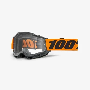 Occhiali Maschera Moto Cross 100% Accuri 2 OTG Goggle Orange Clear Lens