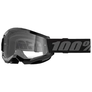 Occhiali Maschera Cross 100% Strata 2 Goggle Black Clear Lens