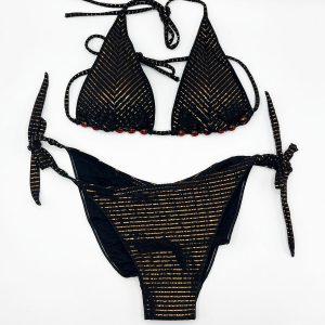 BIKINI TRIANGOLO IMBOTTITO PERLE BLACK