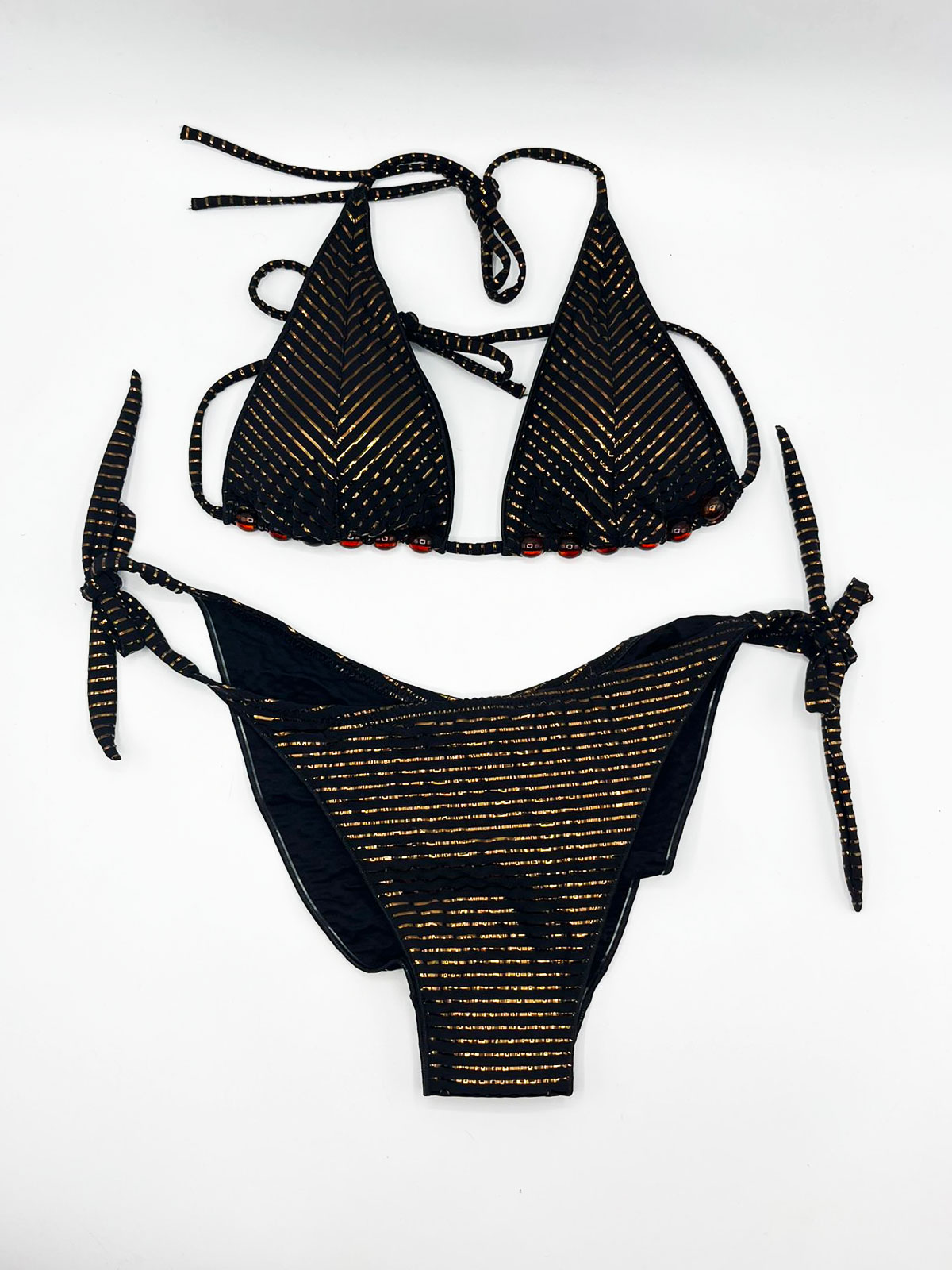 BIKINI TRIANGOLO IMBOTTITO PERLE BLACK