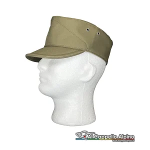 Berretto Diadema EI Norvegese Alpina pasubio stupida Kaki mod ACA, tessuto laminato, alluda in pelle, frontalino 8,3 cm