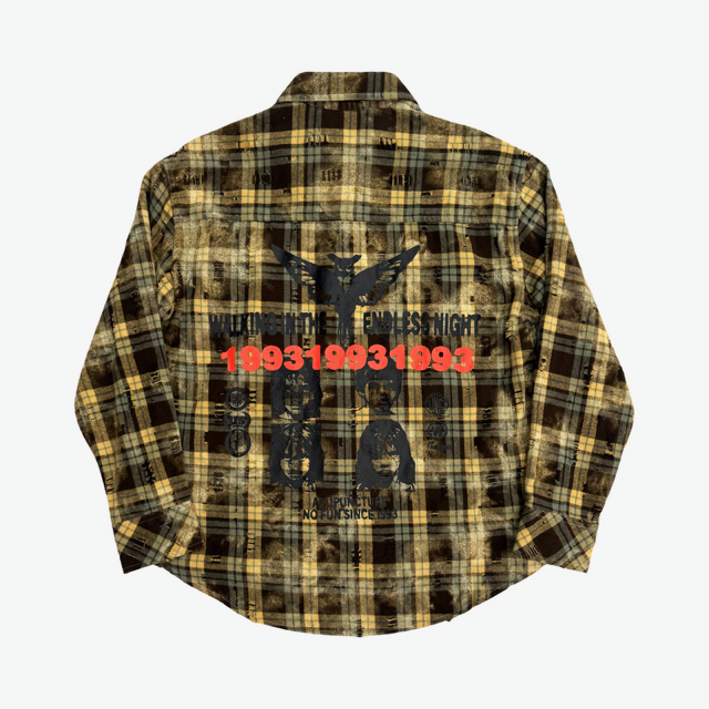 Camicia effetto bleach destroyed con stampe Acupuncture - immagine 3