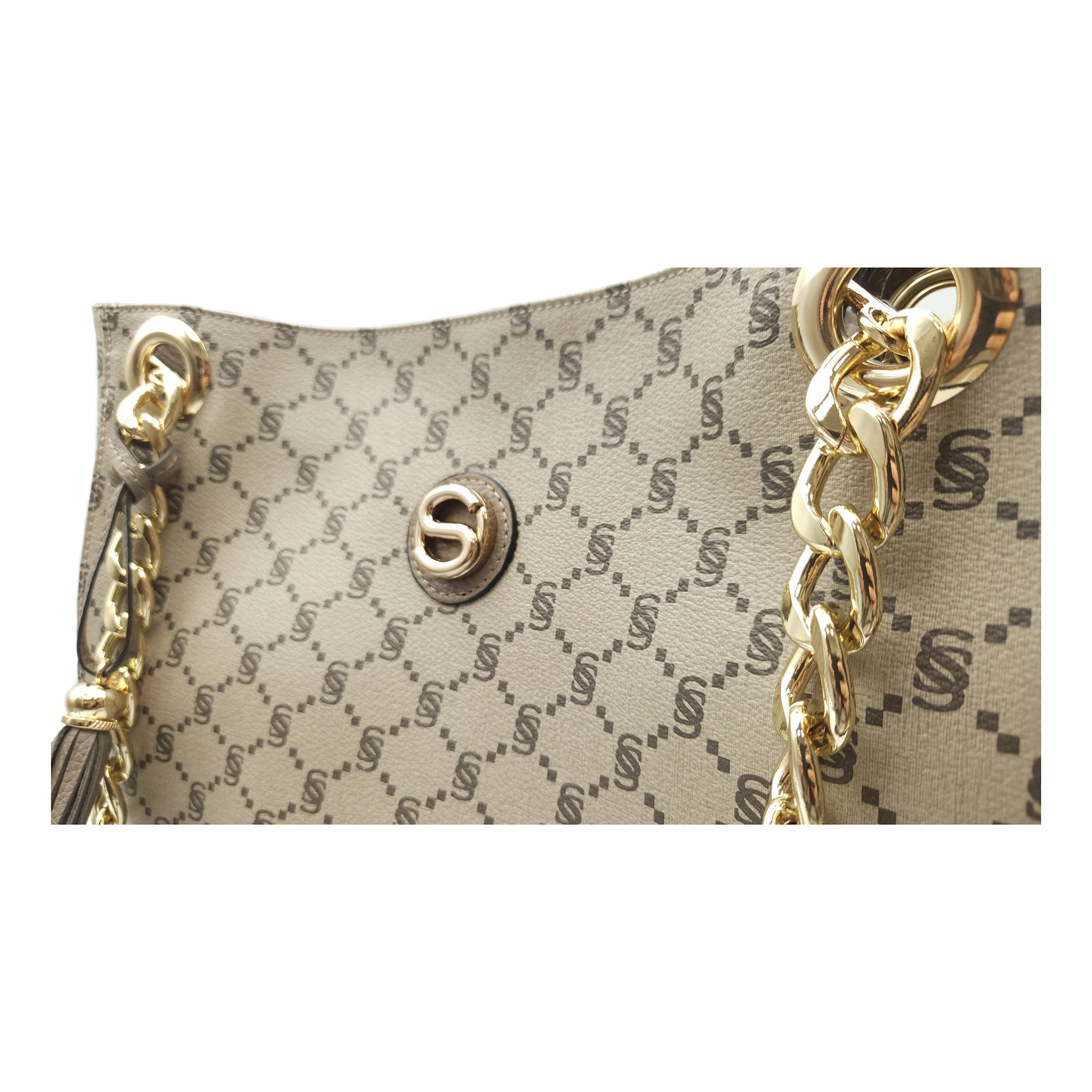 Shopper Monogram con catena gold e nappina - 2033 - immagine 5