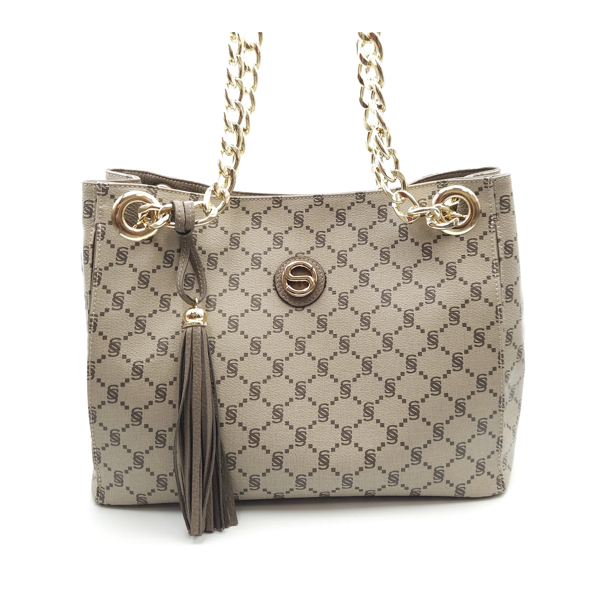 Shopper Monogram con catena gold e nappina - 2033