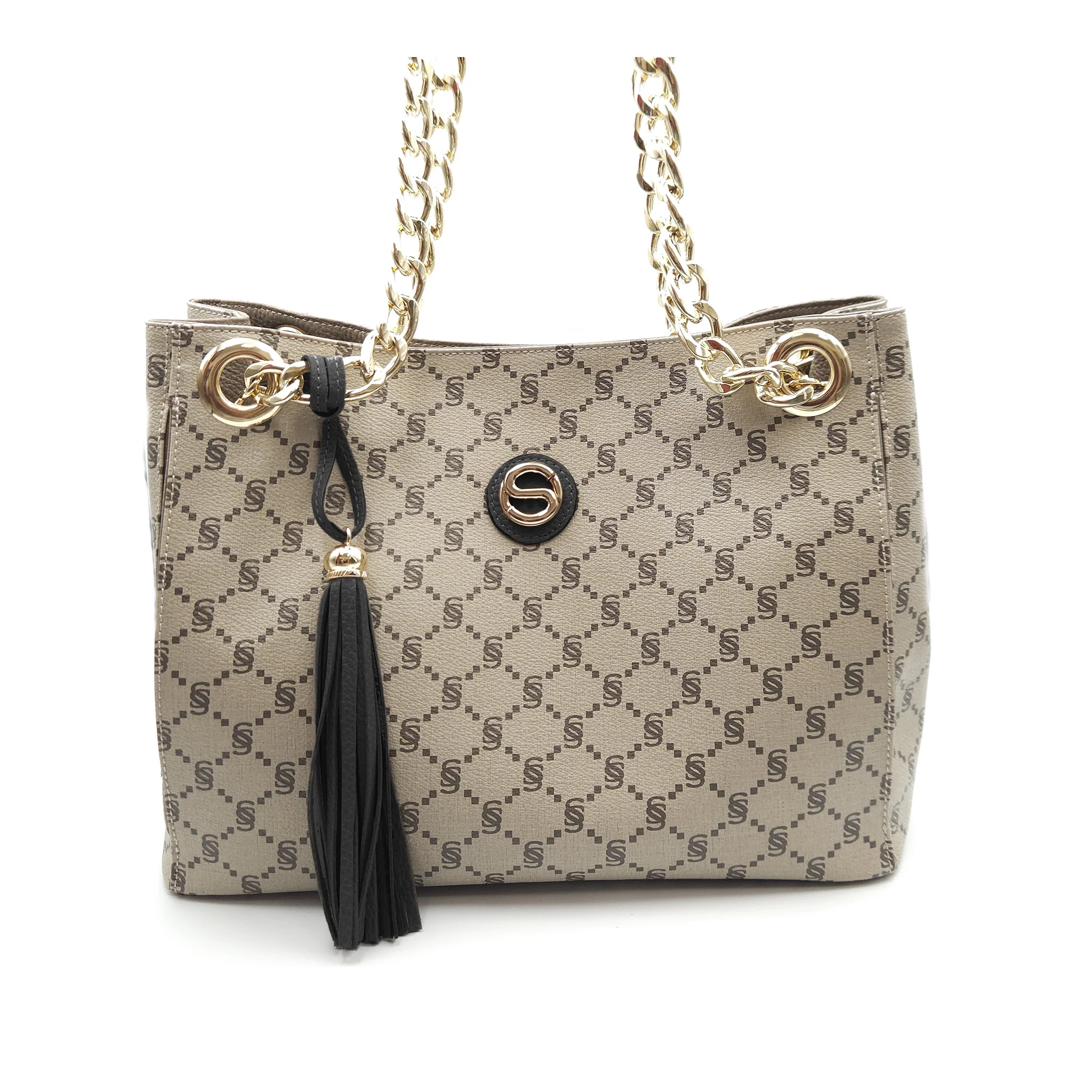 Shopper Monogram con catena gold e nappina - 2033 - immagine 7