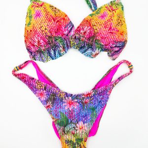 BIKINI TRIANGLE PADDED BRIEFS FLOWER BRASILIANA RAINBOW CALDO