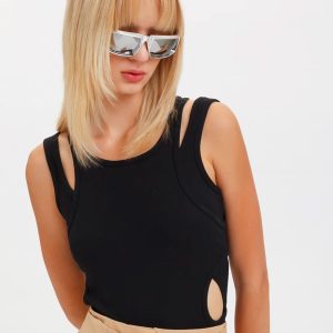 WEILI ZHENG BODYSUITE SOVRAPPOSTO BLACK