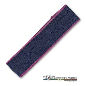 Nastro Diadema Damascato Polizia di Stato Navy Blu bordi Cremisi, doppia sinusoidale, Dirigenti, h 3 cm, al mt