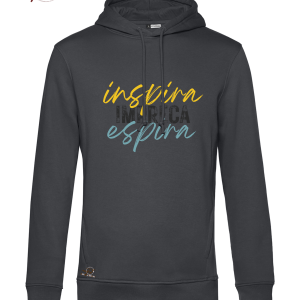 Felpa InsulTiny Inspira Impreca Espira unisex, 80/20% cotone organico poliestere, 280 gr, cappuccio, tasche nascoste