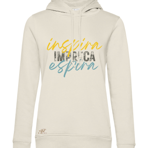 Felpa InsulTiny Inspira Impreca Espira donna, 80/20% cotone organico poliestere, 280 gr, cappuccio, tasche nascoste