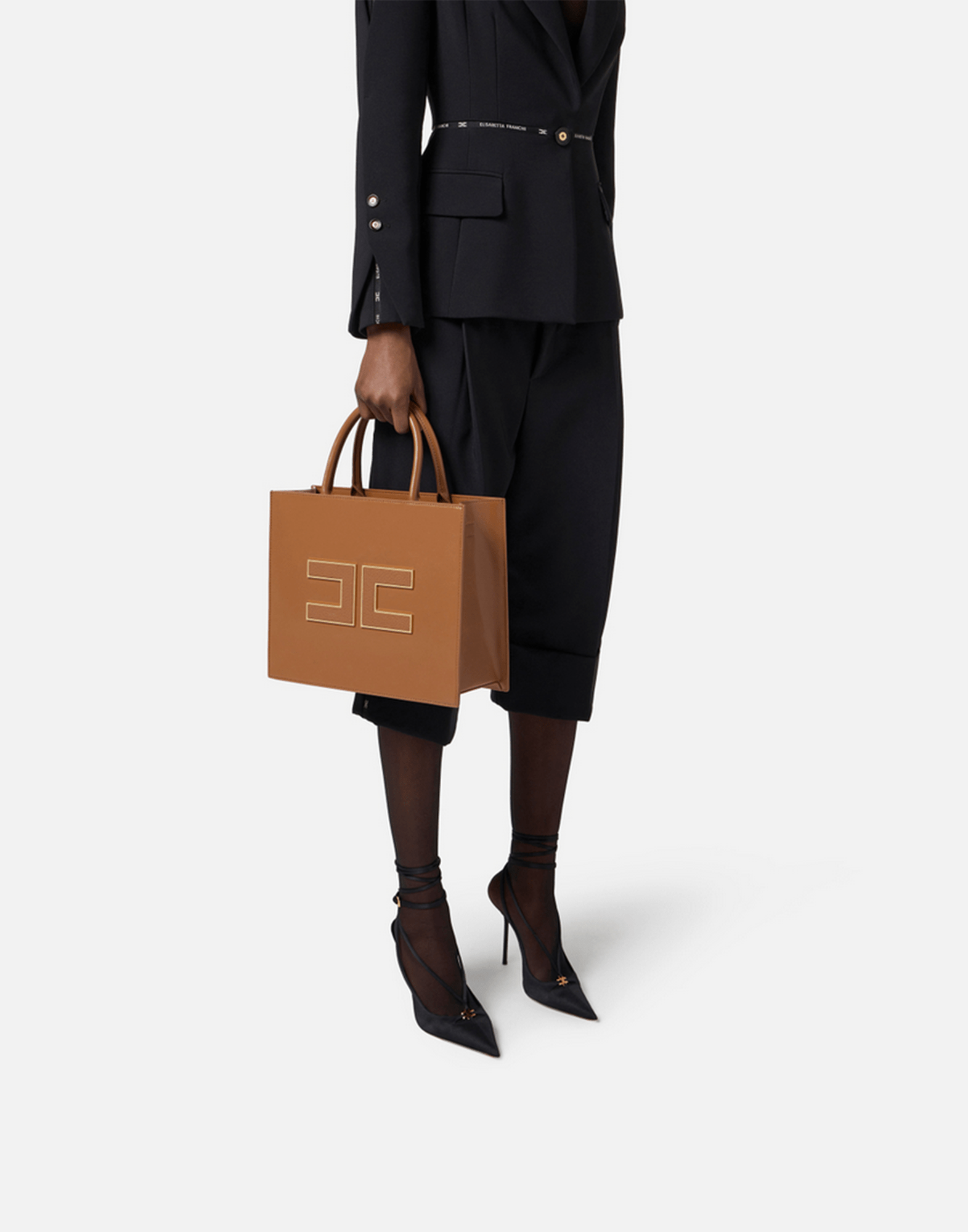 <b>ELISABETTA FRANCHI</b> Tote grande con logo colore BROWN SUGAR - immagine 3