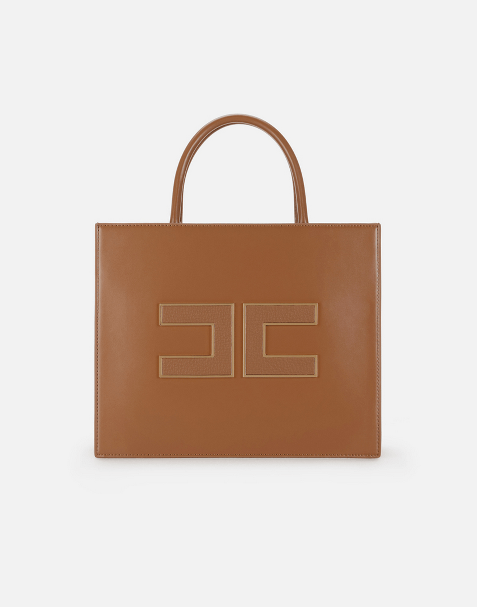 <b>ELISABETTA FRANCHI</b> Tote grande con logo colore BROWN SUGAR