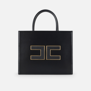 <b>ELISABETTA FRANCHI</b> Tote grande con logo colore NERO