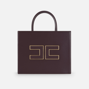 <b>ELISABETTA FRANCHI</b> Tote grande con logo colore MERLOT