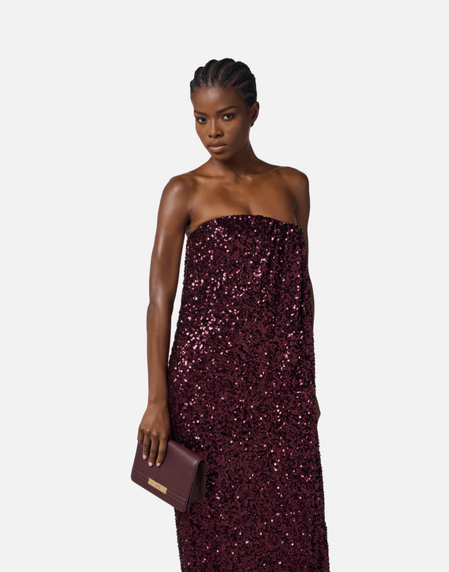 <b>ELISABETTA FRANCHI</b> Tracolla con catena groumette colore MERLOT - immagine 3