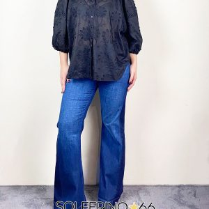 WEILI ZHENG BLUSA IN PIZZO BLACK