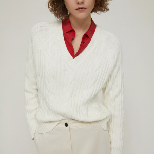 <b>PENNYBLACK</b> Maglia a trecce e coste colore AVORIO