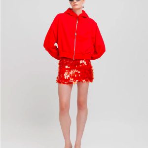 WEILI ZHENG FELPA HOODIE CON ZIP RED