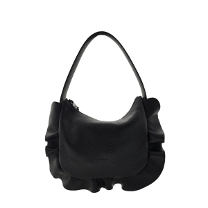 <b>RIPANI</b> Borsa aspalla con rouches laterali colore NERO