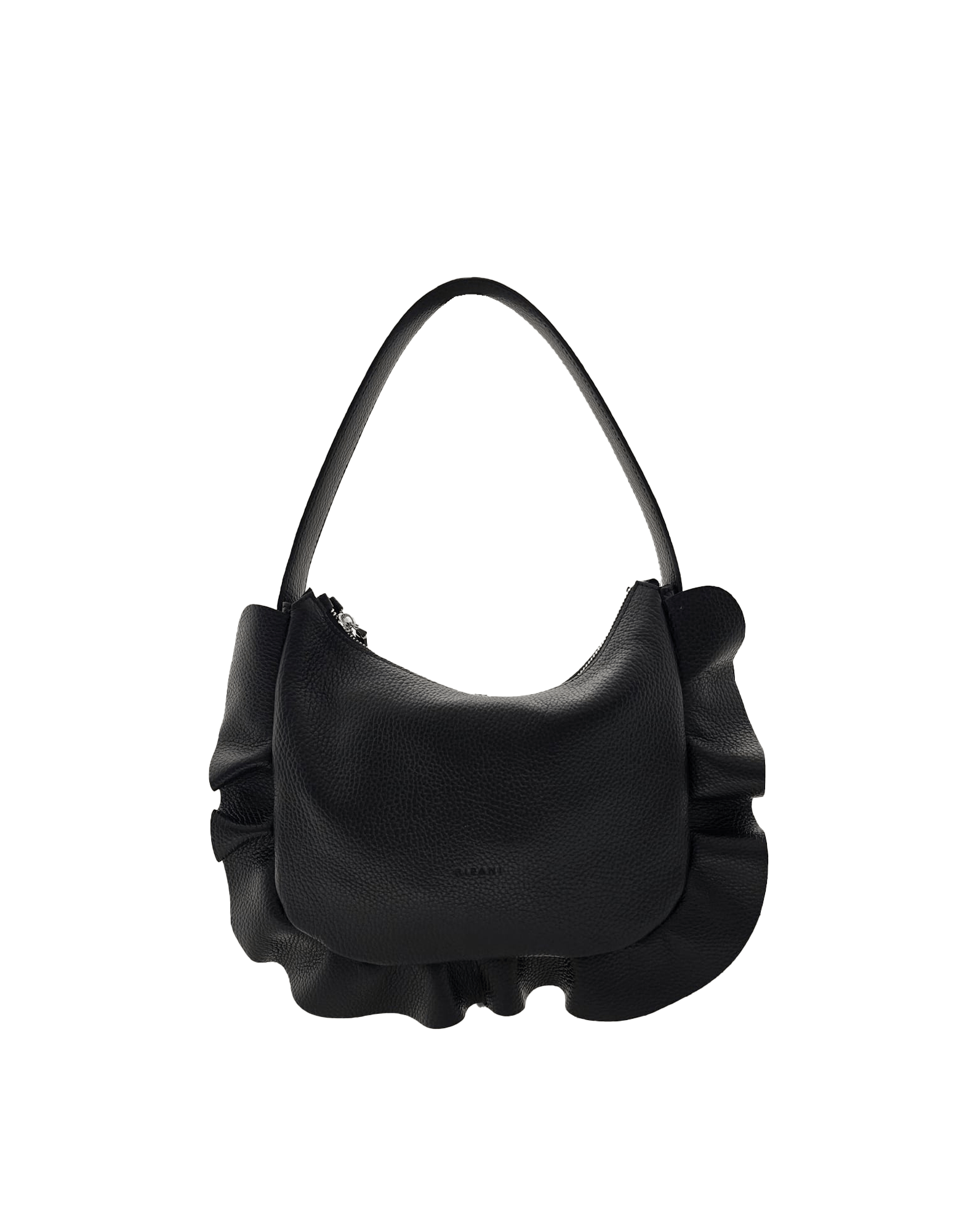 <b>RIPANI</b> Borsa aspalla con rouches laterali colore NERO - immagine 2