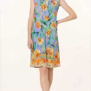 Abito Tunica Lilla con Stampa Narcisi Smanicato Charmline