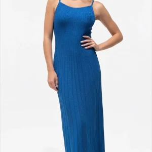 Abito Elegante lungo in maglia lurex Azzurro Oceano Stile Missoni
