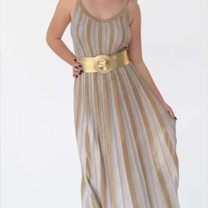 Abito Elegante lungo in maglia lurex ORO e Argento Stile Missoni