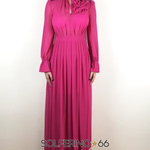 KONTATTO ABITO LUNGO FLOWER FUCSIA