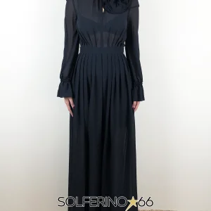 KONTATTO ABITO LUNGO FLOWER BLACK