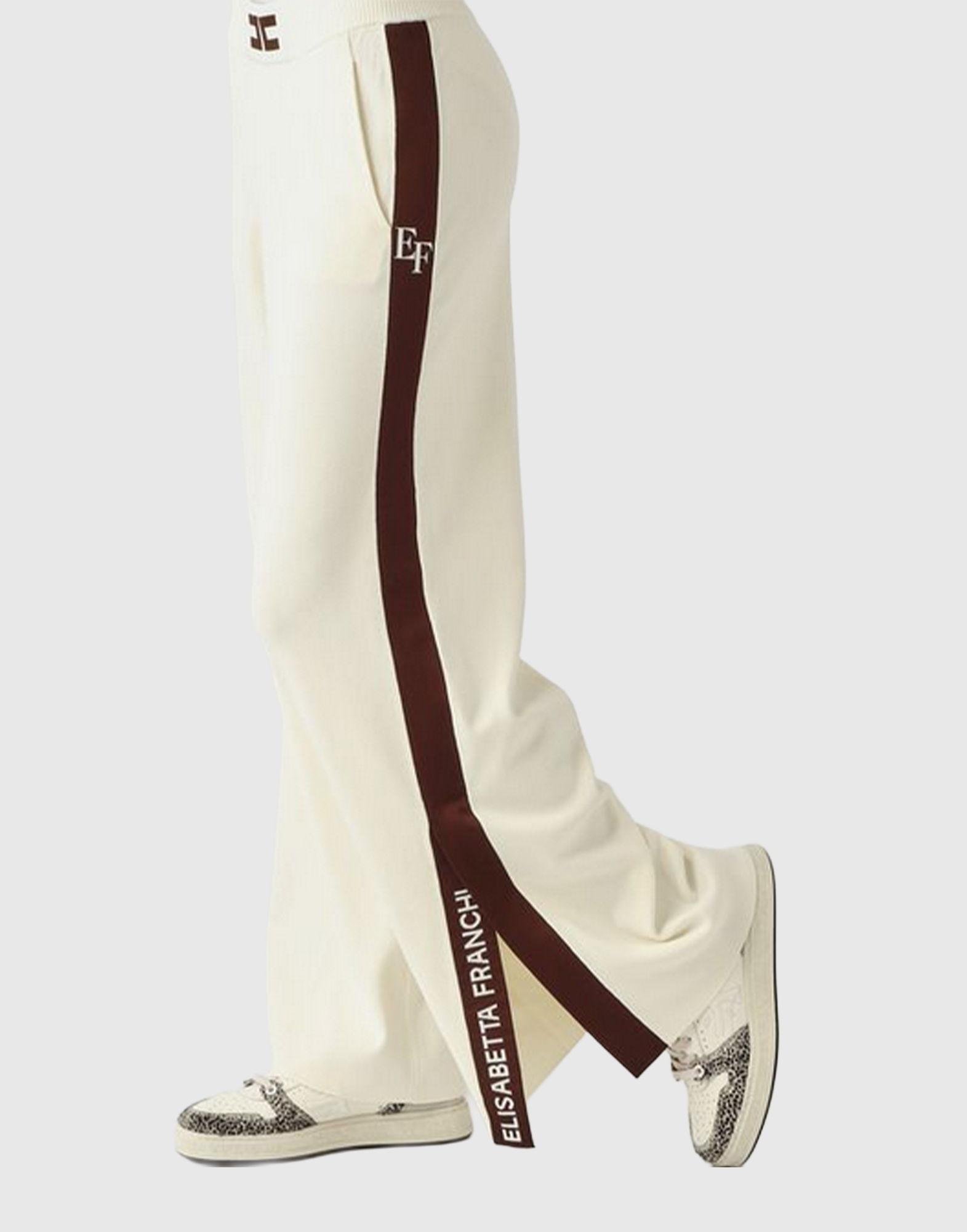 <b>ELISABETTA FRANCHI</b> Abito in viscosa con bande lucide colore MILK/COFFEE - immagine 4