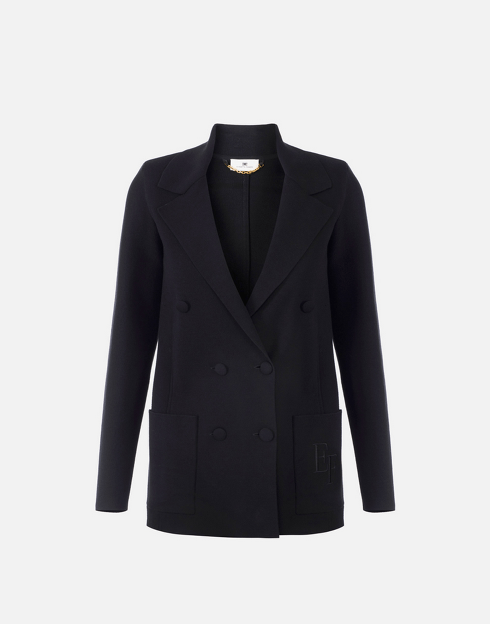 <b>ELISABETTA FRANCHI</b> Giacca in maglia con ricamo colore NERO - immagine 2