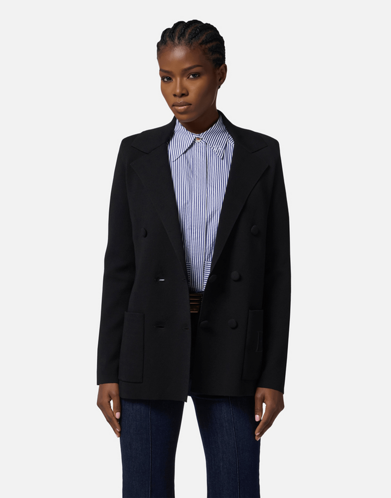 <b>ELISABETTA FRANCHI</b> Giacca in maglia con ricamo colore NERO - immagine 3