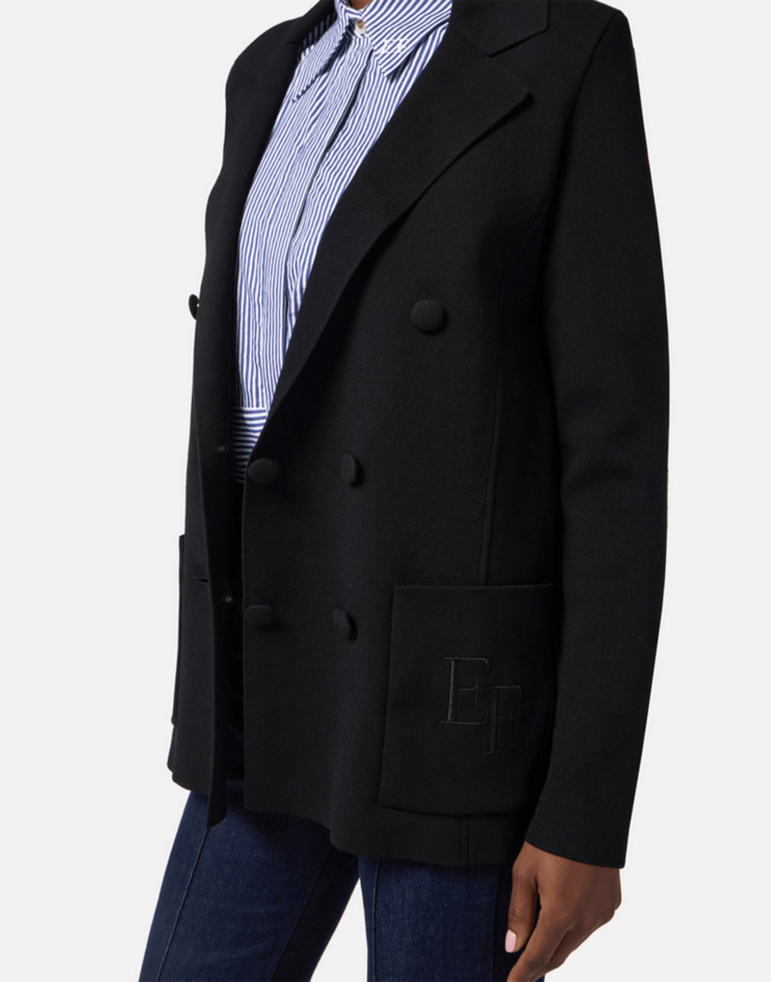 <b>ELISABETTA FRANCHI</b> Giacca in maglia con ricamo colore NERO - immagine 6