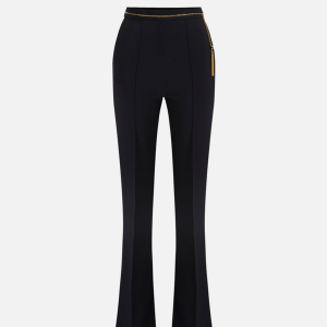 <b>ELISABETTA FRANCHI</b> Pantaloni in crêpe leggero con catena gioiello colore NERO