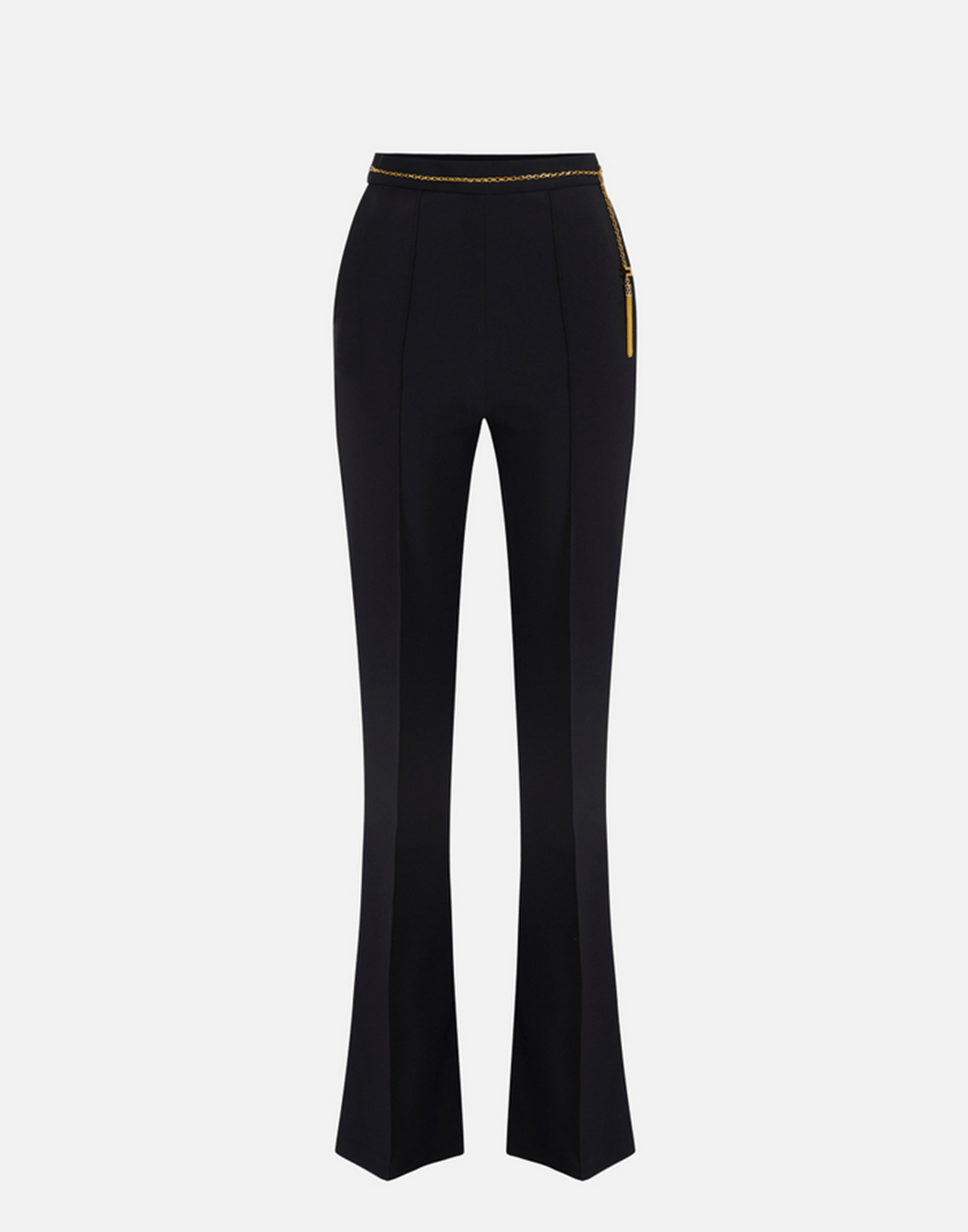 <b>ELISABETTA FRANCHI</b> Pantaloni in crêpe leggero con catena gioiello colore NERO - immagine 2