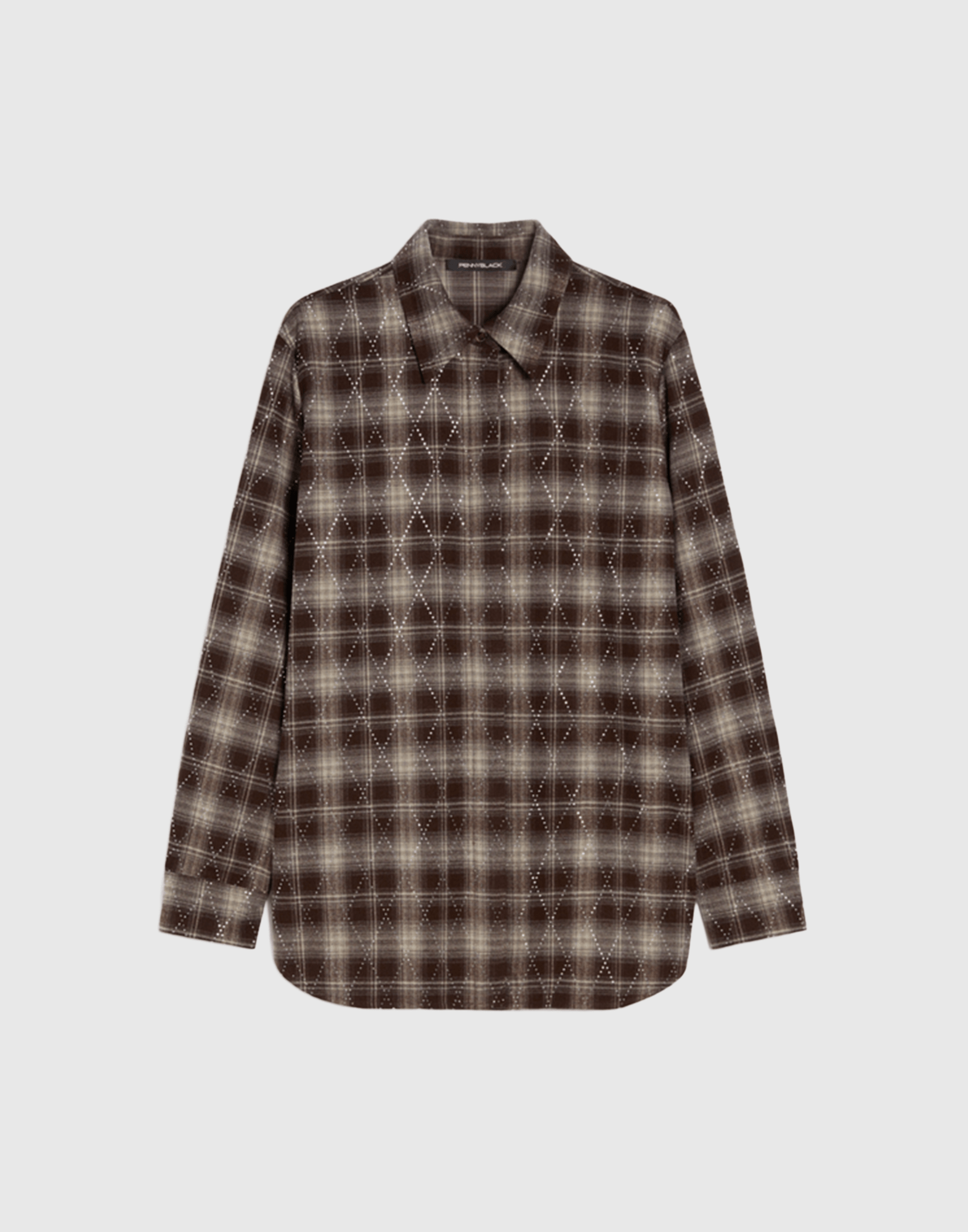 </b>PENNYBLACK</b> Camicia in flanella con strass colore TESTA DI MORO