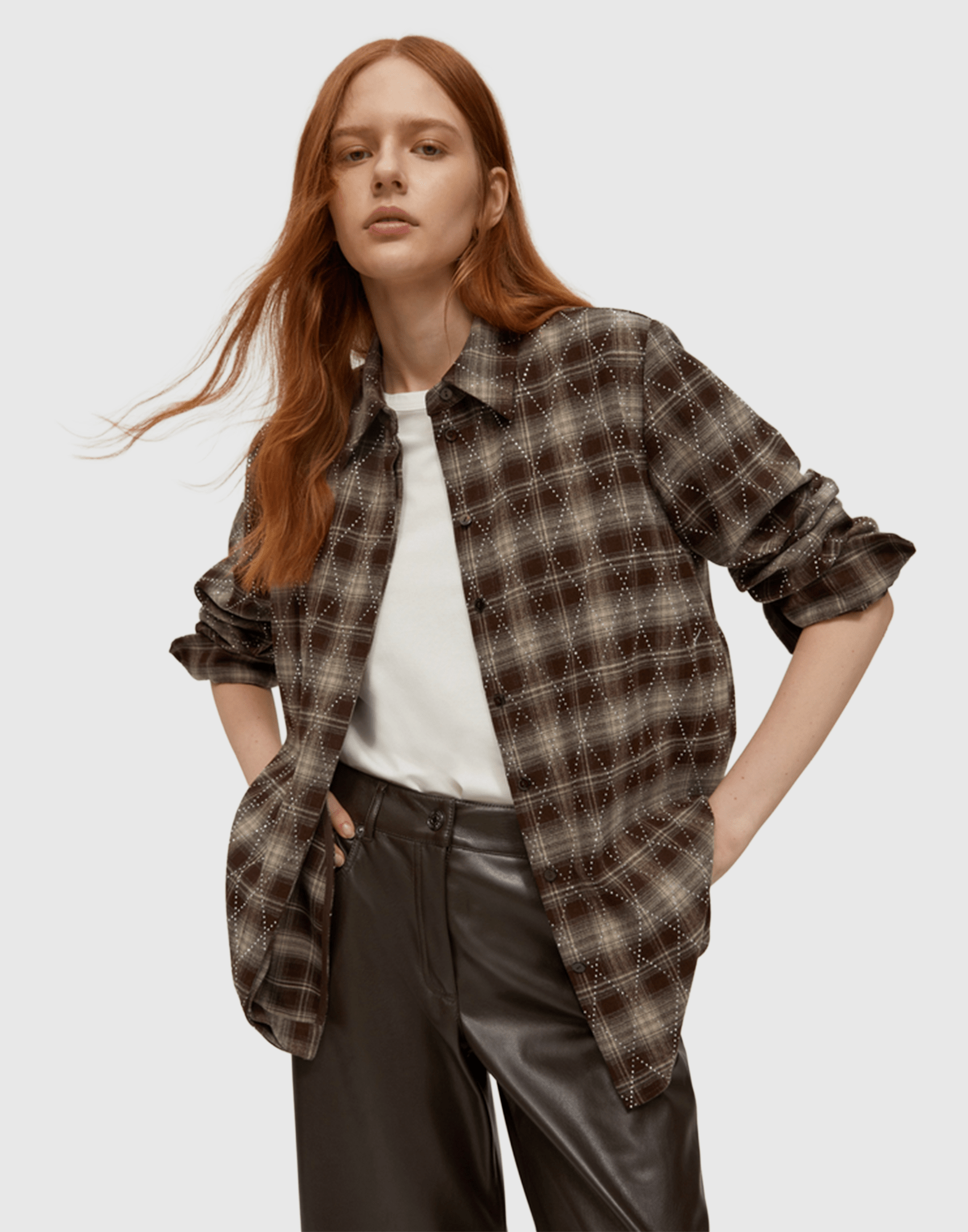 </b>PENNYBLACK</b> Camicia in flanella con strass colore TESTA DI MORO - immagine 3