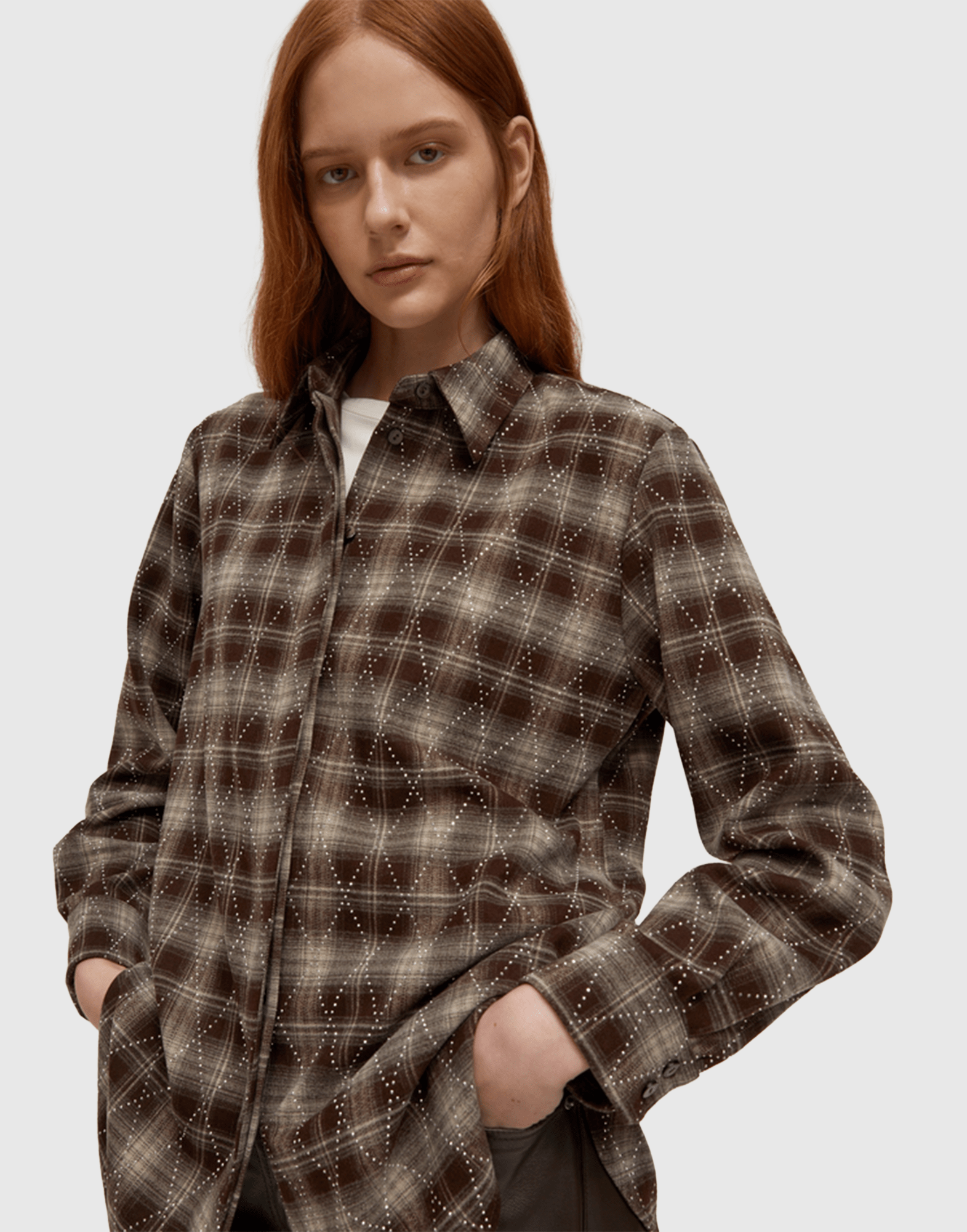 </b>PENNYBLACK</b> Camicia in flanella con strass colore TESTA DI MORO - immagine 4