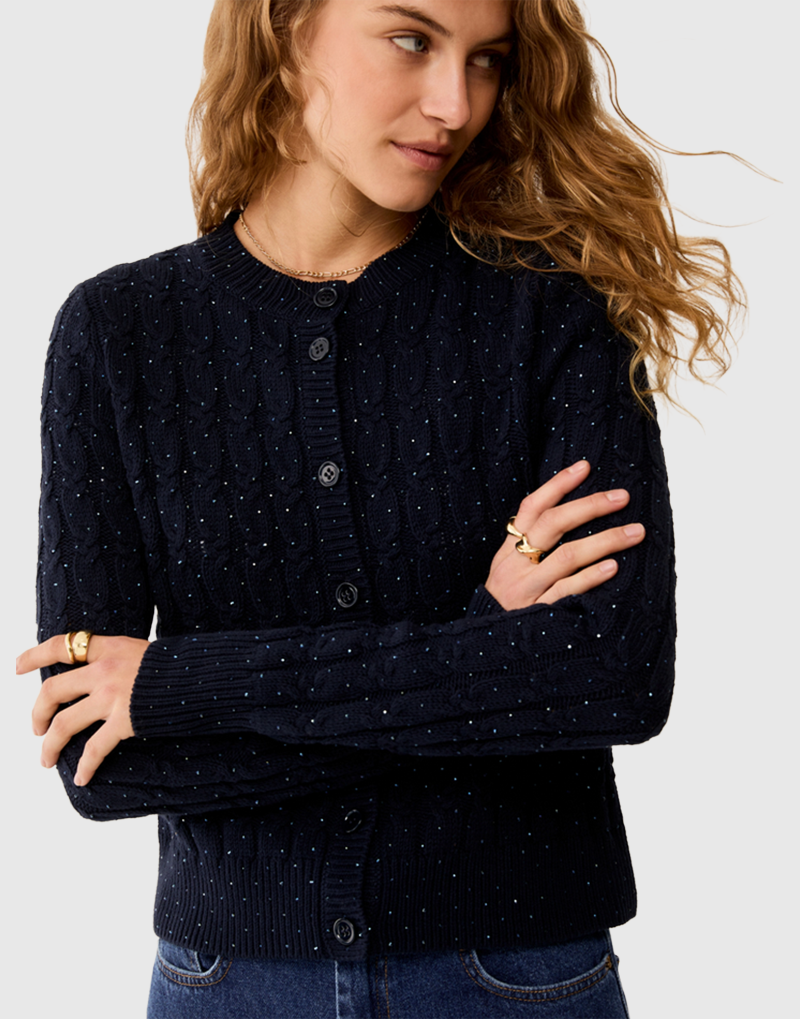 <b>PENNYBLACK</b> Cardigan a trecce con strass colore BLU NAVY - immagine 5