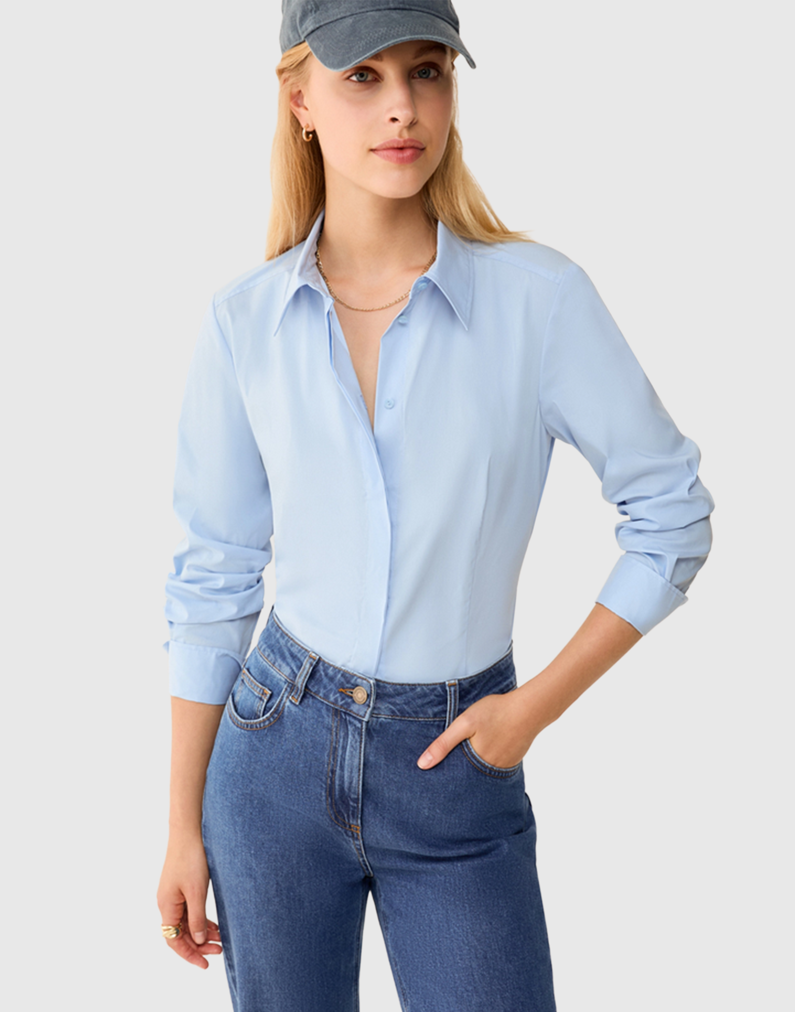 <b>PENNYBLACK</b> Camicia slim in popeline colore AZZURRO - immagine 3