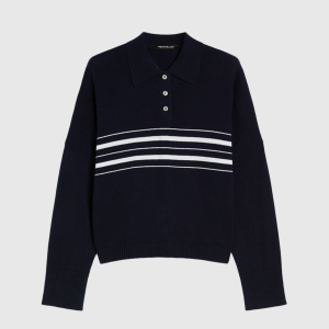 <b>PENNYBLACK</b> Polo in cotone e cashmere colore BLU/BIANCO