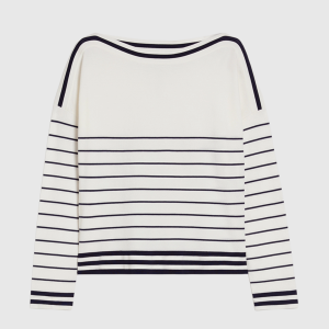 <b>PEMNNYBLACK</b> Marinière in maglia stretch colore AVORIO/BLU