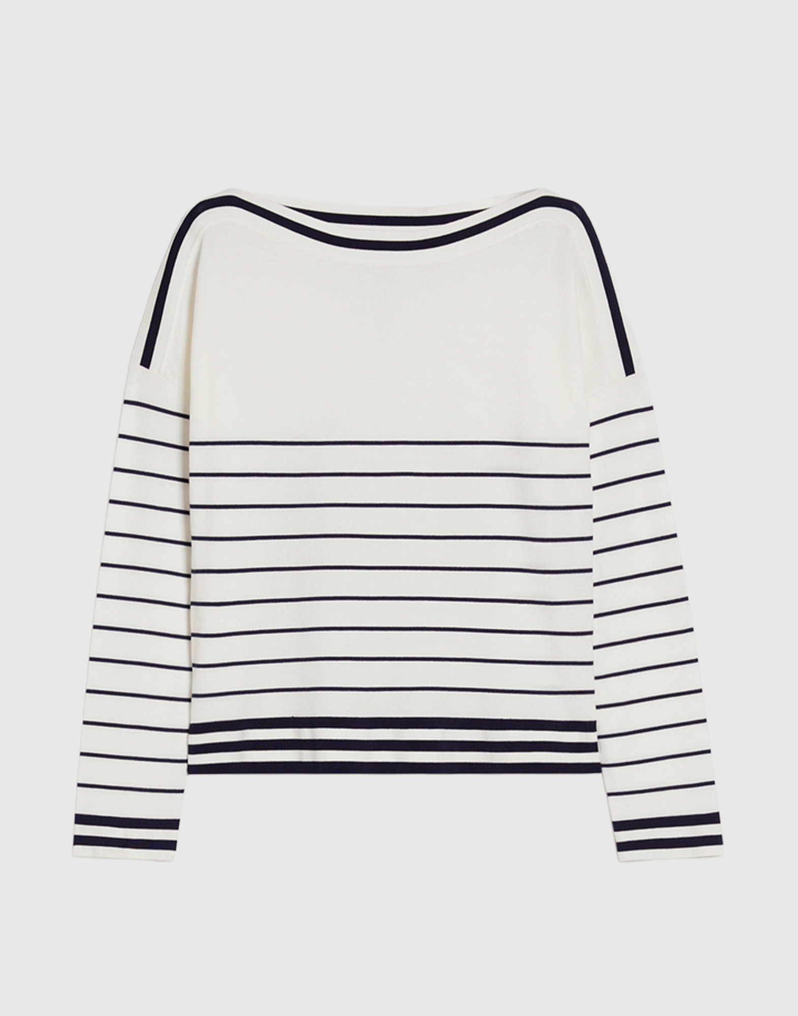 <b>PEMNNYBLACK</b> Marinière in maglia stretch colore AVORIO/BLU - immagine 2