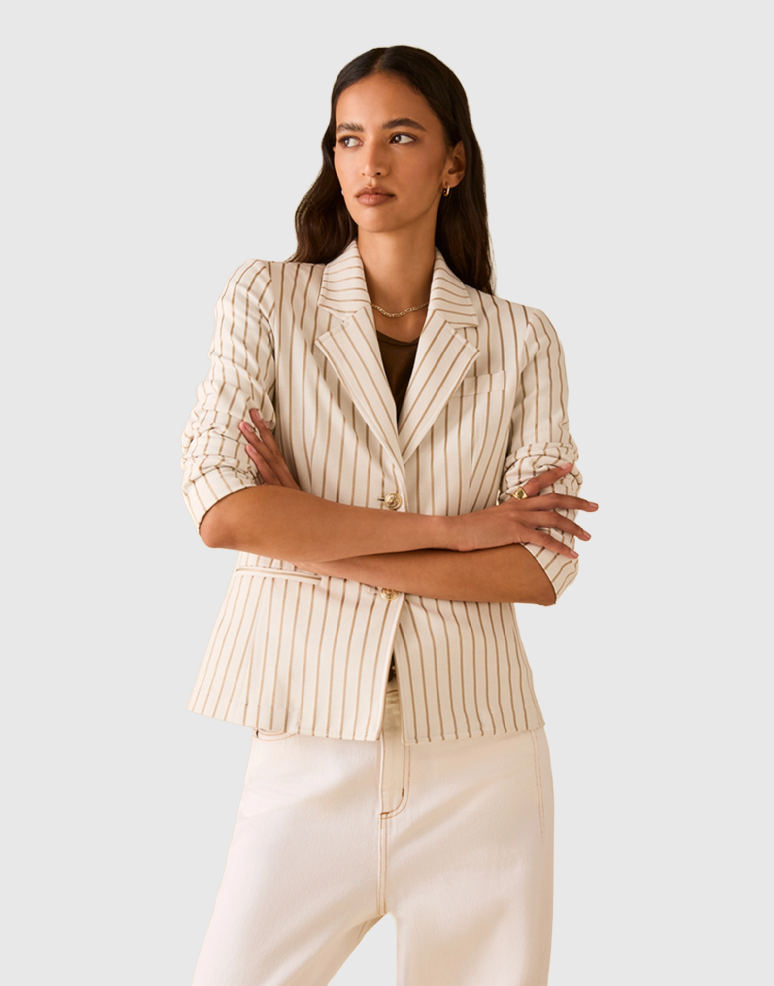 <b>PENNYBLACK</b> Blazer slim in jersey gessato colore VANIGLIA - immagine 3