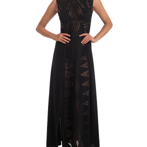 <b>PIN UP STARS</b> Abito lungo in fantasia tribale colore NERO