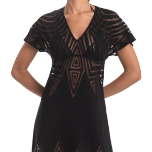 <b>PIN UP STARS</b> Abito corto in fantasia tribale colore NERO