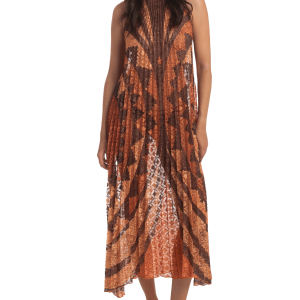 <b>PIN UP STARS</b> Abito lungo in plissè colore SAFARI