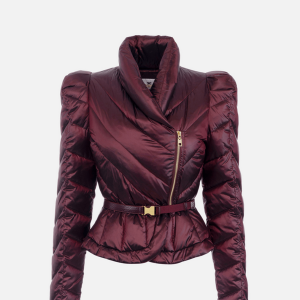 <b>ELISABETTA FRANCHI</b> Piumino in tessuto vela con baschina colore MERLOT