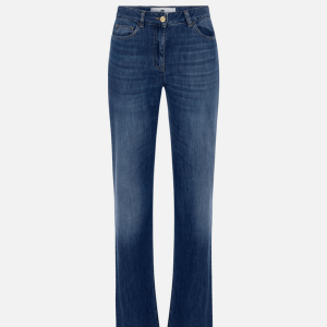 <b>ELISABETTA FRANCHI</b> Jeans a palazzo con dettagli logo colore BLUE DENIM