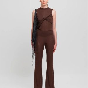 WEILI ZHENG TANK TOP DETTAGLIO NODO BROWN